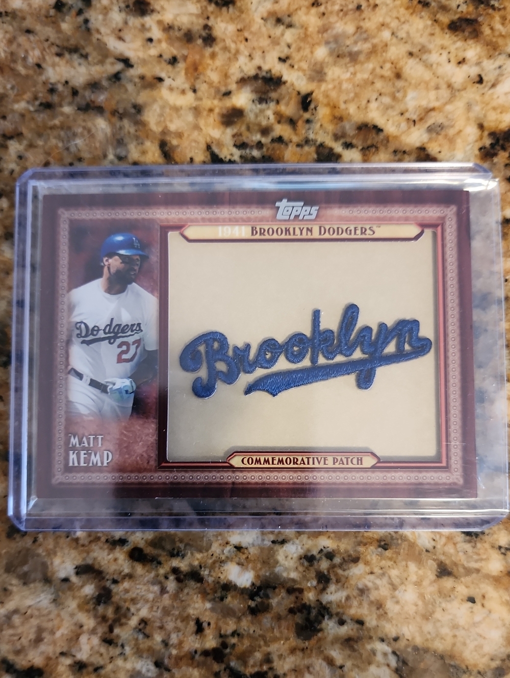 Matt Kemp Topps Brooklyn Patch Card - Blue Embroidered Script